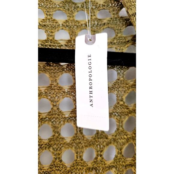Anthropologie Open-Weave Long Cardigan Sweater, Olive Green, Retail $120 NWT NEW - Picture 10 of 11